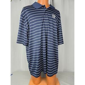 MLB NEW YORK YANKEES GENUINE MERCHANDISE 2XL MENS POLO SHORT SLEEVE STRIPED Navy